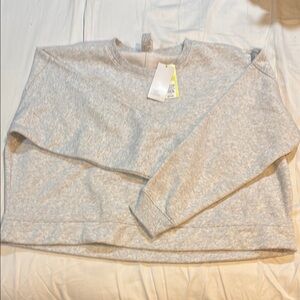 Cotton fleece Crop Crew Heather Gray, Cozy Sweatshirt with tag